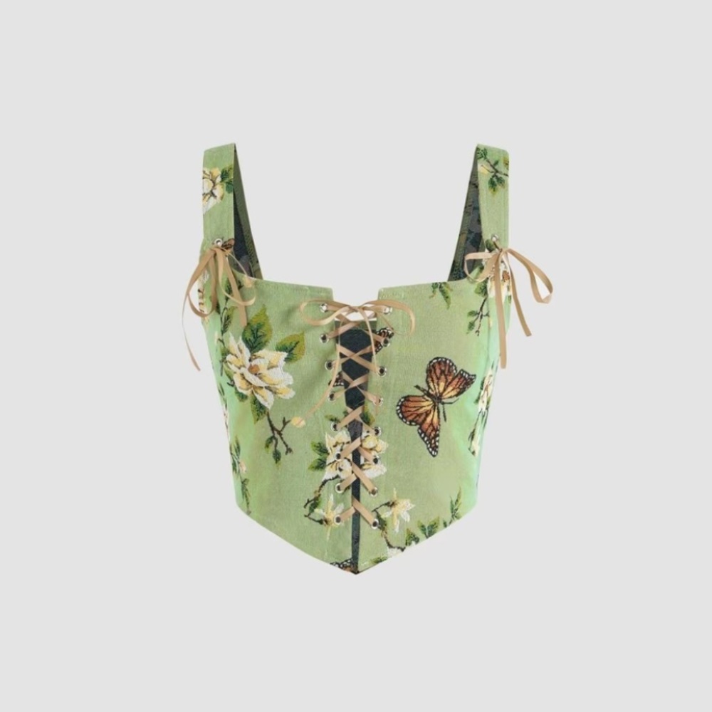 Cider Butterfly Green Corset size XS